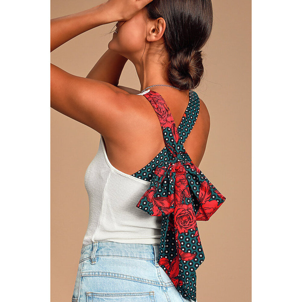 Lulus Pursuit White Multi Tie-back Ribbed Tank Top - Size S